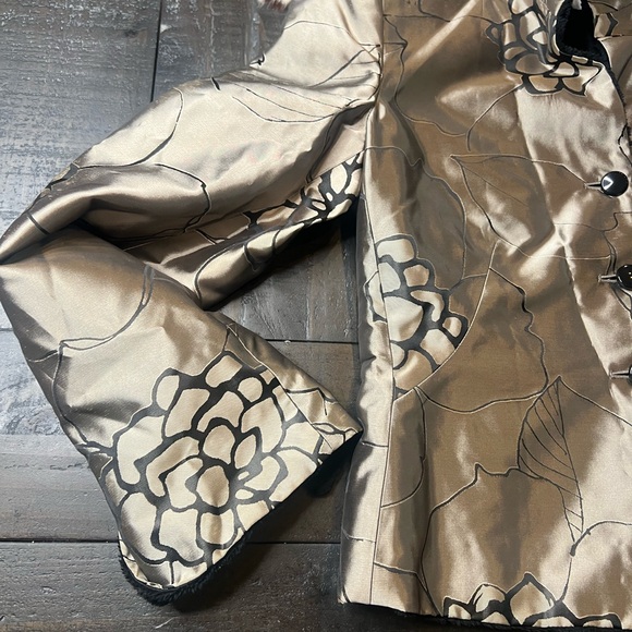 ARMANI COLLEZIONI Gold and Black Floral Print Blazer W Soft Rare Fuzzy Lining - Picture 4 of 11